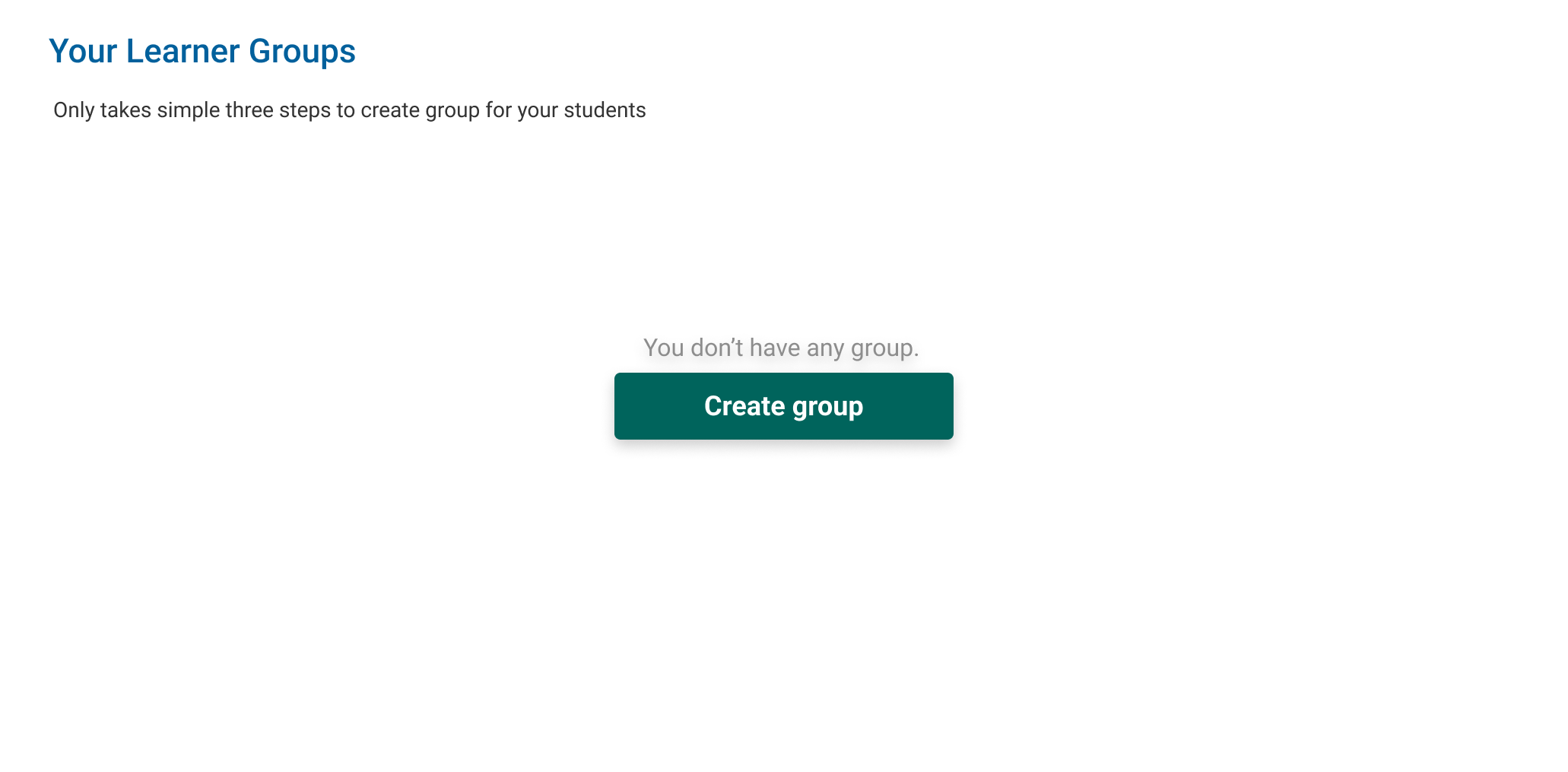 Before: text-based learner-group empty state